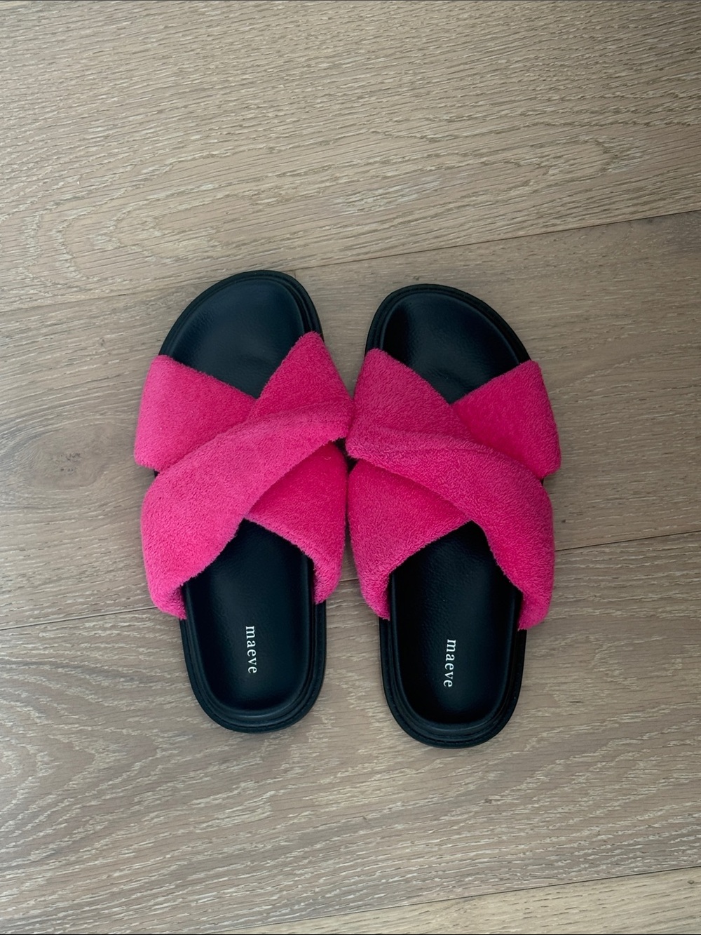 Maeve Hot Pink Crisscross Slide Sandals